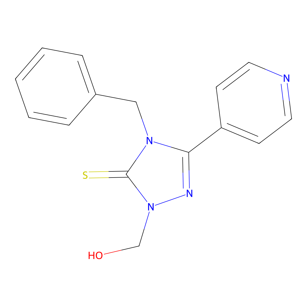 4-Benzyl-2-(hydroxymethyl)-5-pyridin-4-yl-1,2,4-triazole-3-thione molecular structure, CAS 431884-80-9
