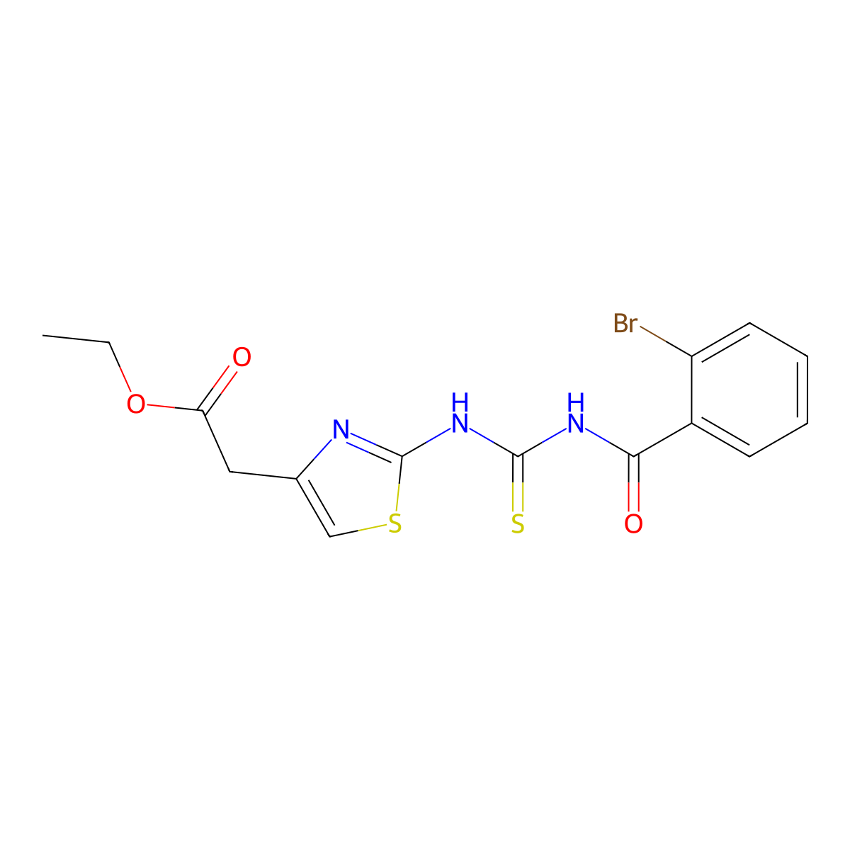 Ethyl 2-(2-(3-(2-bromobenzoyl)thioureido)thiazol-4-yl)acetate molecular structure, CAS 431884-84-3