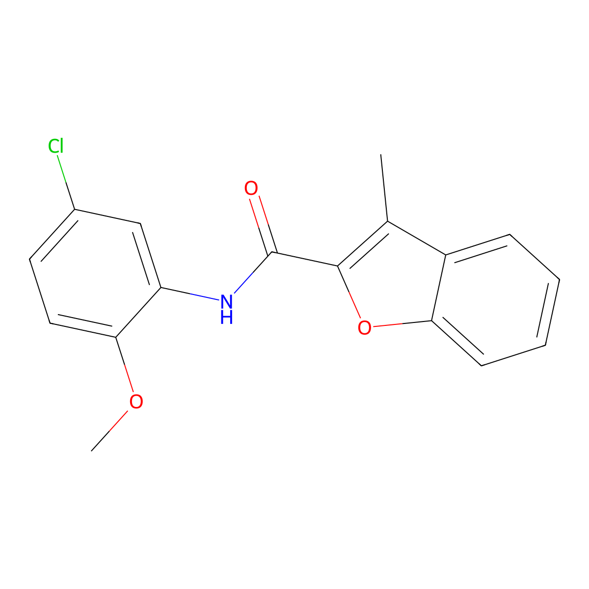 N-(5-chloro-2-methoxyphenyl)-3-methyl-1-benzofuran-2-carboxamide molecular structure, CAS 431884-90-1
