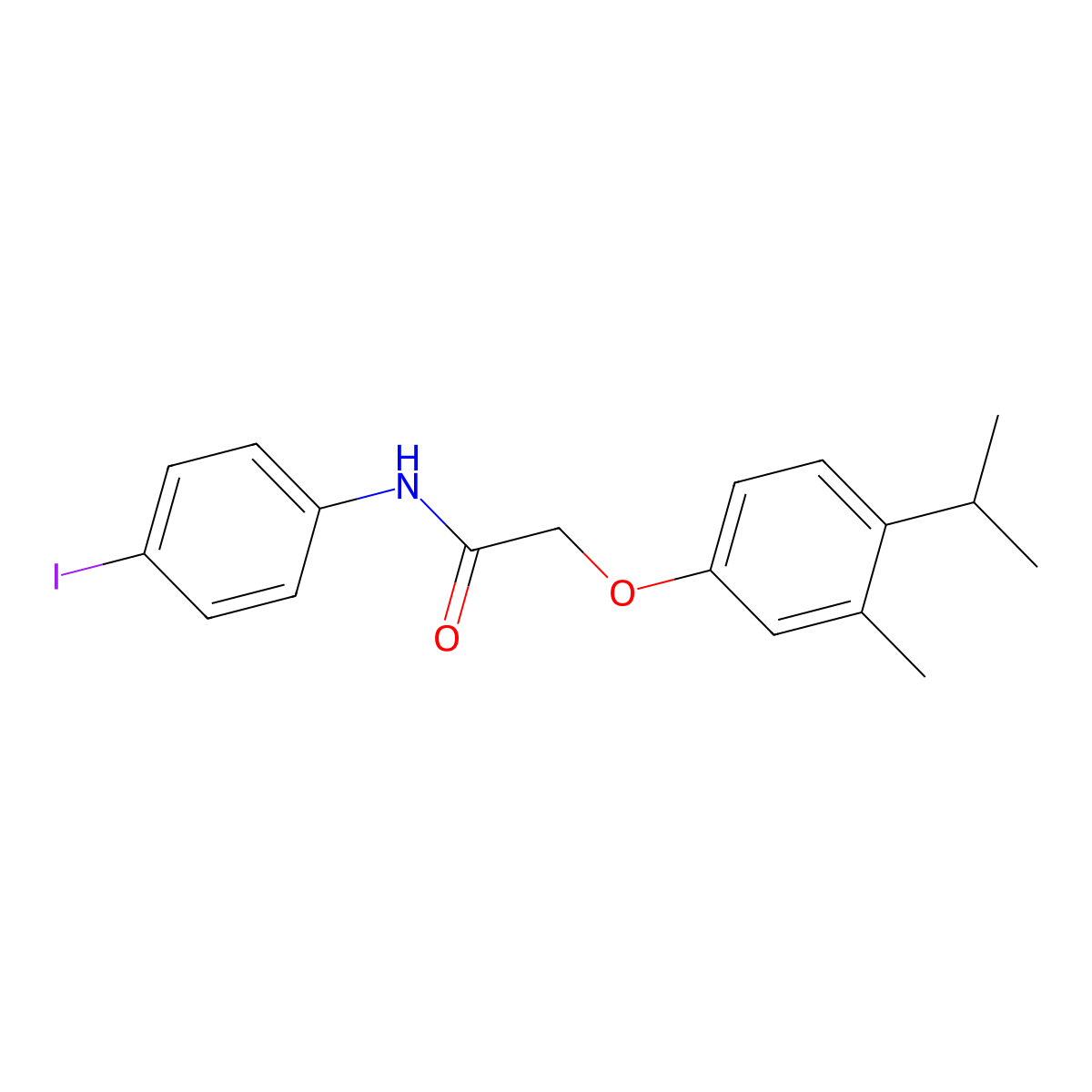 N-(4-iodophenyl)-2-[3-methyl-4-(propan-2-yl)phenoxy]acetamide molecular structure, CAS 431884-97-8