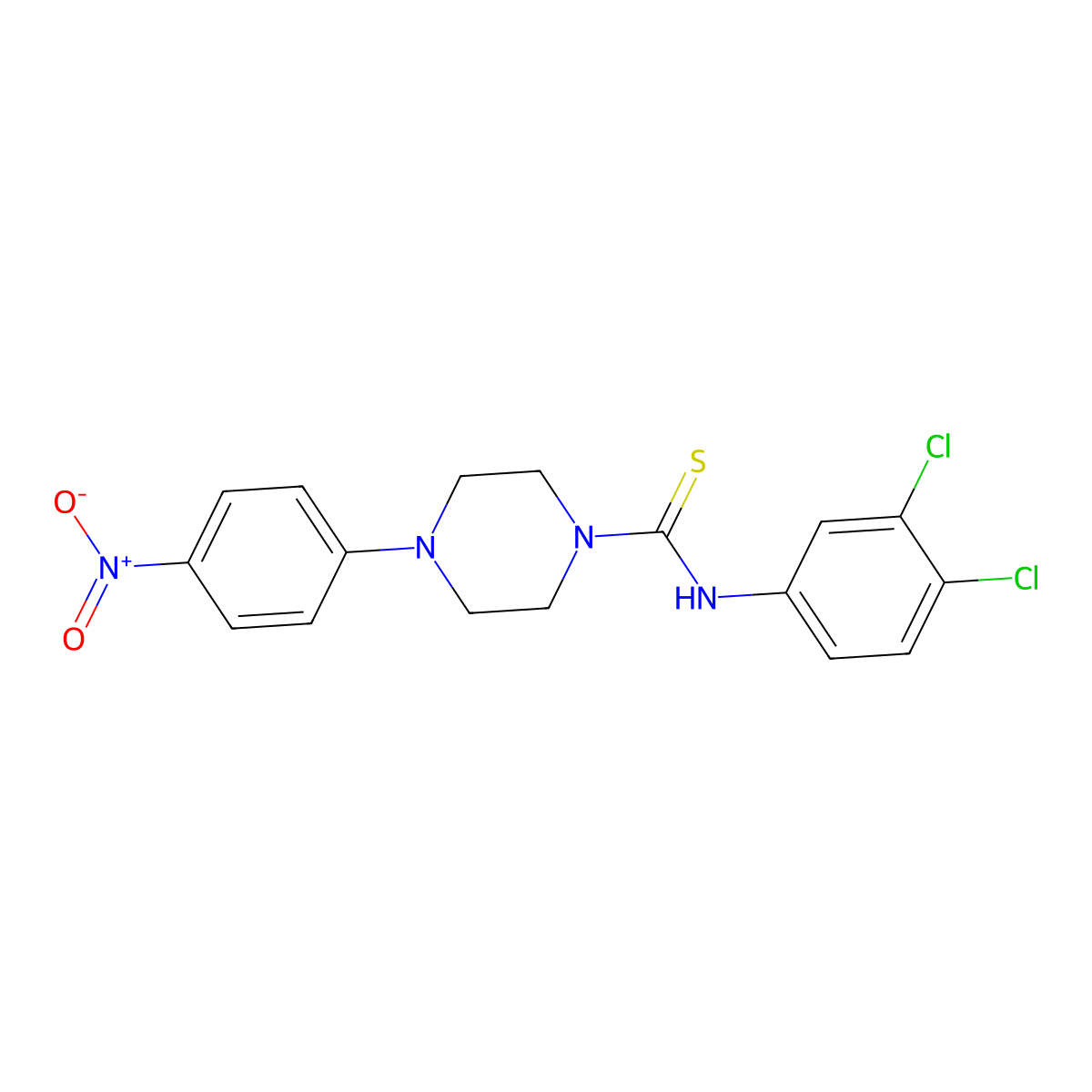 N-(3,4-dichlorophenyl)-4-(4-nitrophenyl)piperazine-1-carbothioamide molecular structure, CAS 431885-13-1