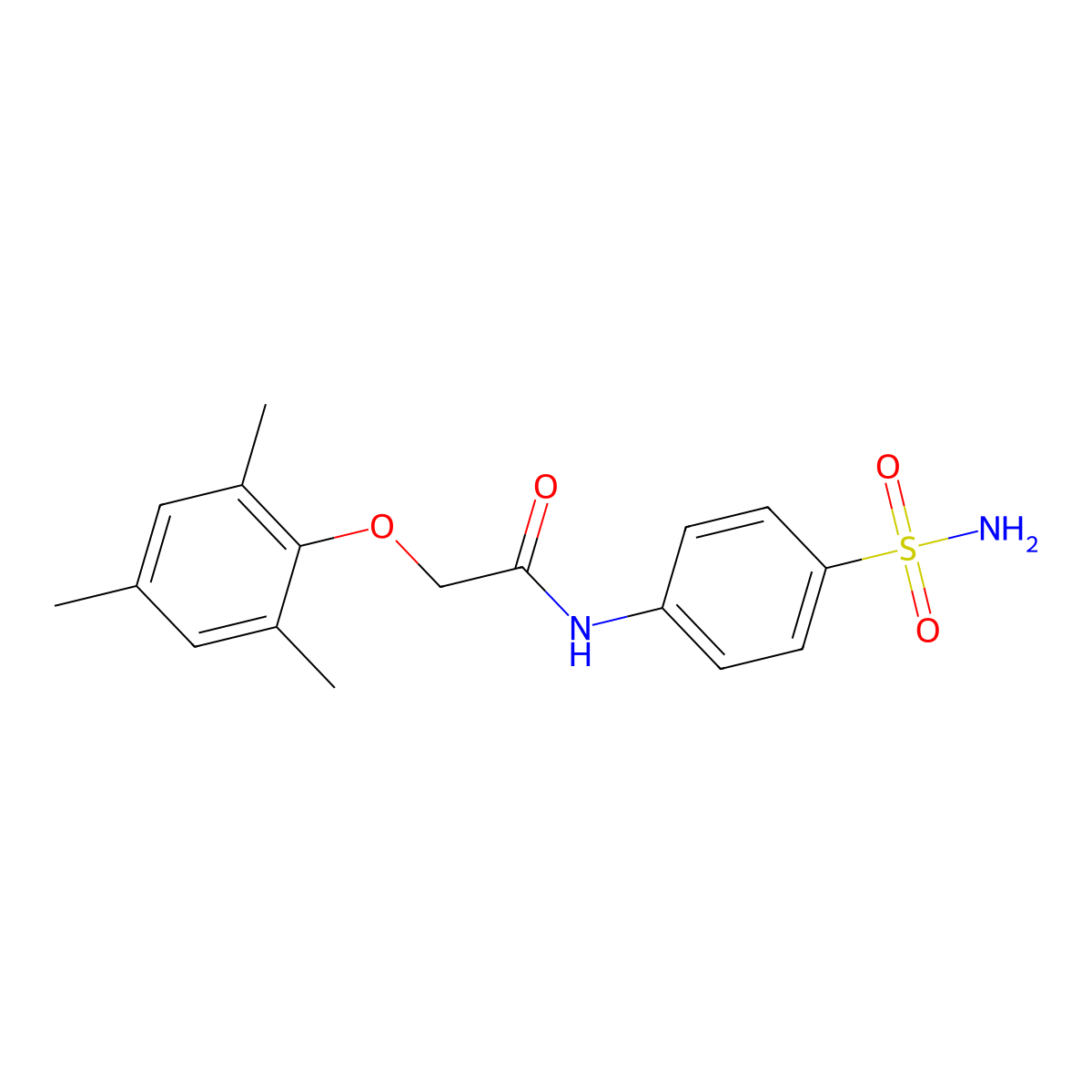 N-(4-sulfamoylphenyl)-2-(2,4,6-trimethylphenoxy)acetamide molecular structure, CAS 431885-26-6