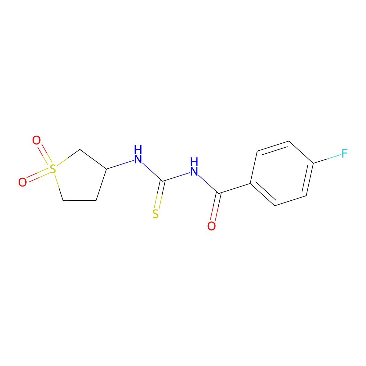N-[(1,1-dioxidotetrahydrothiophen-3-yl)carbamothioyl]-4-fluorobenzamide molecular structure, CAS 431885-43-7