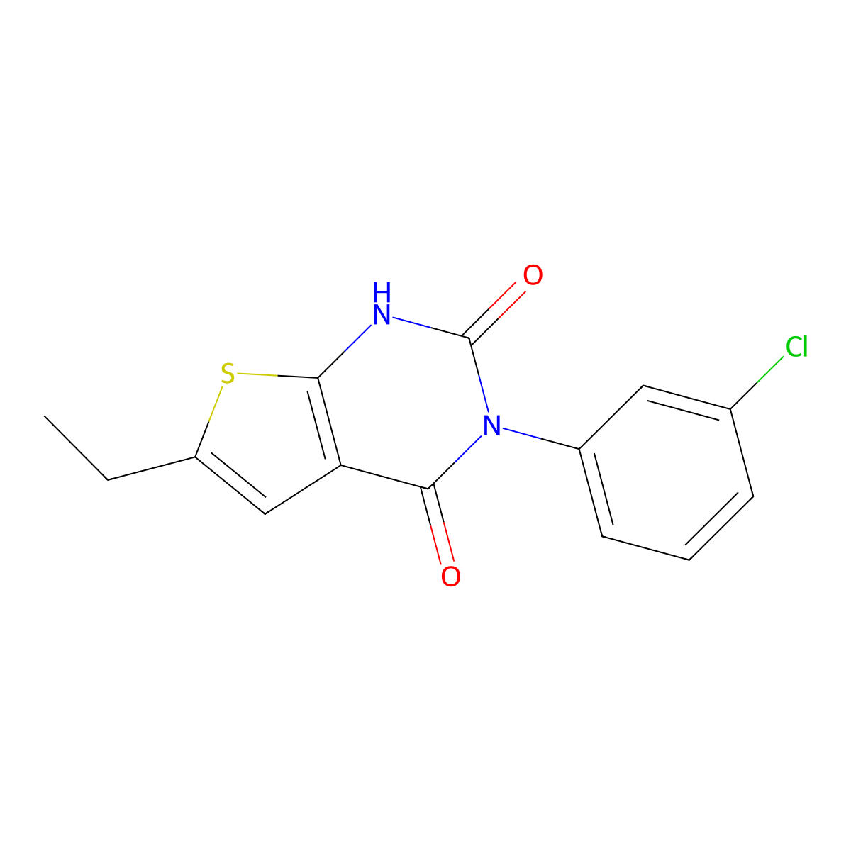 3-(3-chlorophenyl)-6-ethyl-1H-thieno[2,3-d]pyrimidine-2,4-dione molecular structure, CAS 431885-52-8