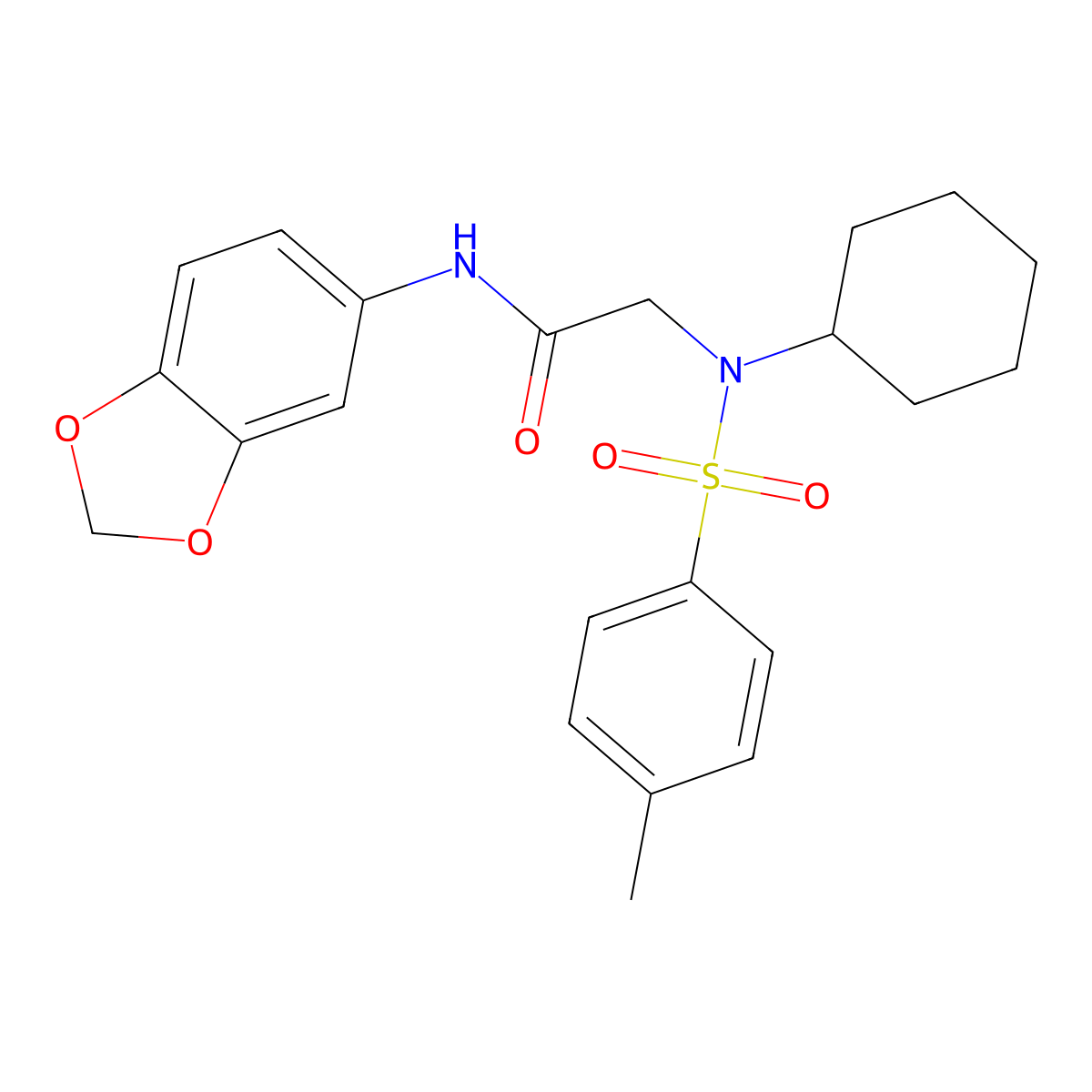 N-(1,3-benzodioxol-5-yl)-2-[cyclohexyl-(4-methylphenyl)sulfonylamino]acetamide molecular structure, CAS 431885-56-2
