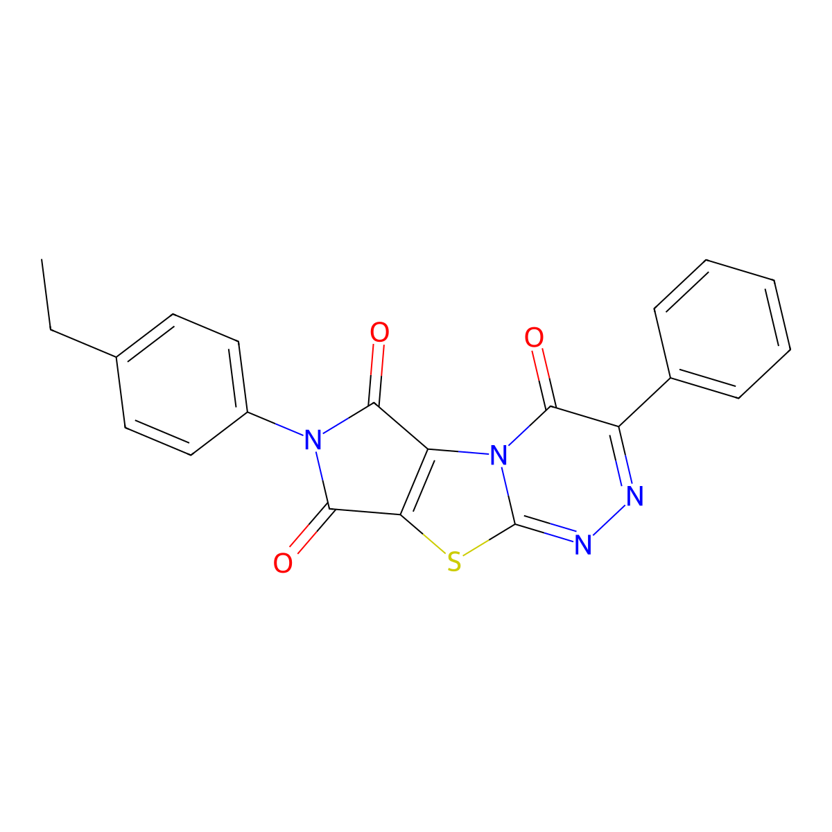 7-(4-ethylphenyl)-3-phenyl-4H,6H-pyrrolo[3',4':4,5][1,3]thiazolo[2,3-c][1,2,4]triazine-4,6,8(7H)-trione molecular structure, CAS 431885-73-3