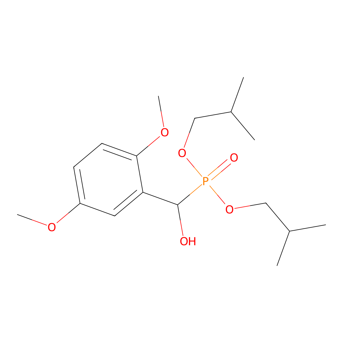 Bis(2-methylpropoxy)phosphoryl-(2,5-dimethoxyphenyl)methanol molecular structure, CAS 431886-00-9