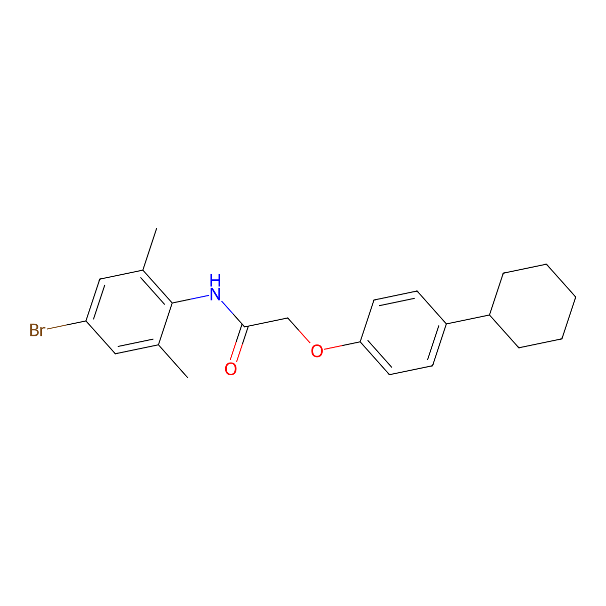 N-(4-bromo-2,6-dimethylphenyl)-2-(4-cyclohexylphenoxy)acetamide molecular structure, CAS 431886-08-7