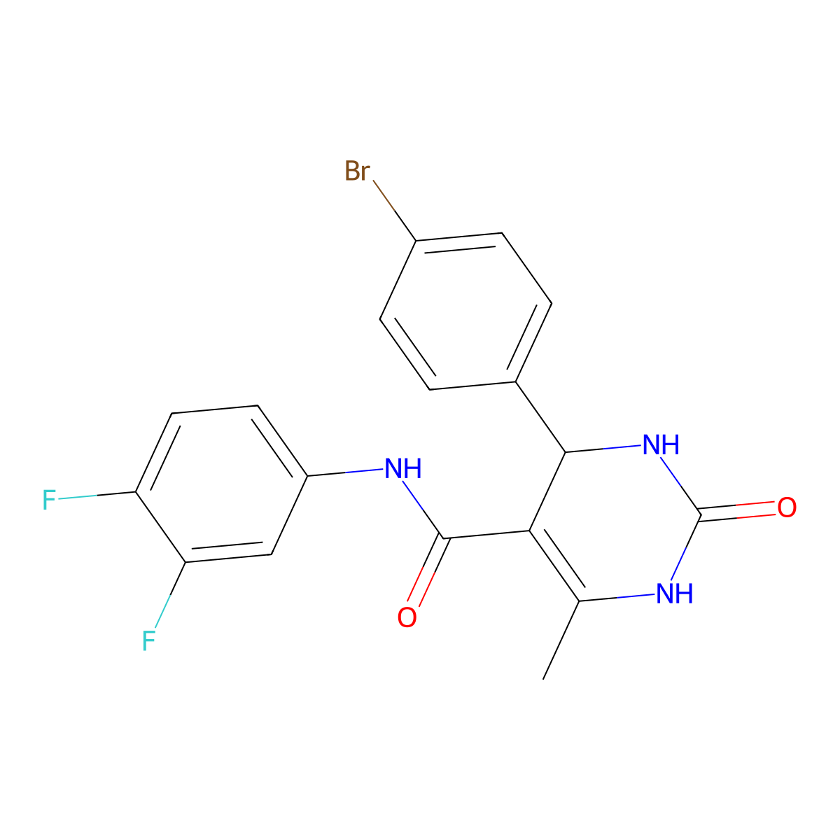 4-(4-bromophenyl)-N-(3,4-difluorophenyl)-6-methyl-2-oxo-3,4-dihydro-1H-pyrimidine-5-carboxamide molecular structure, CAS 431886-31-6