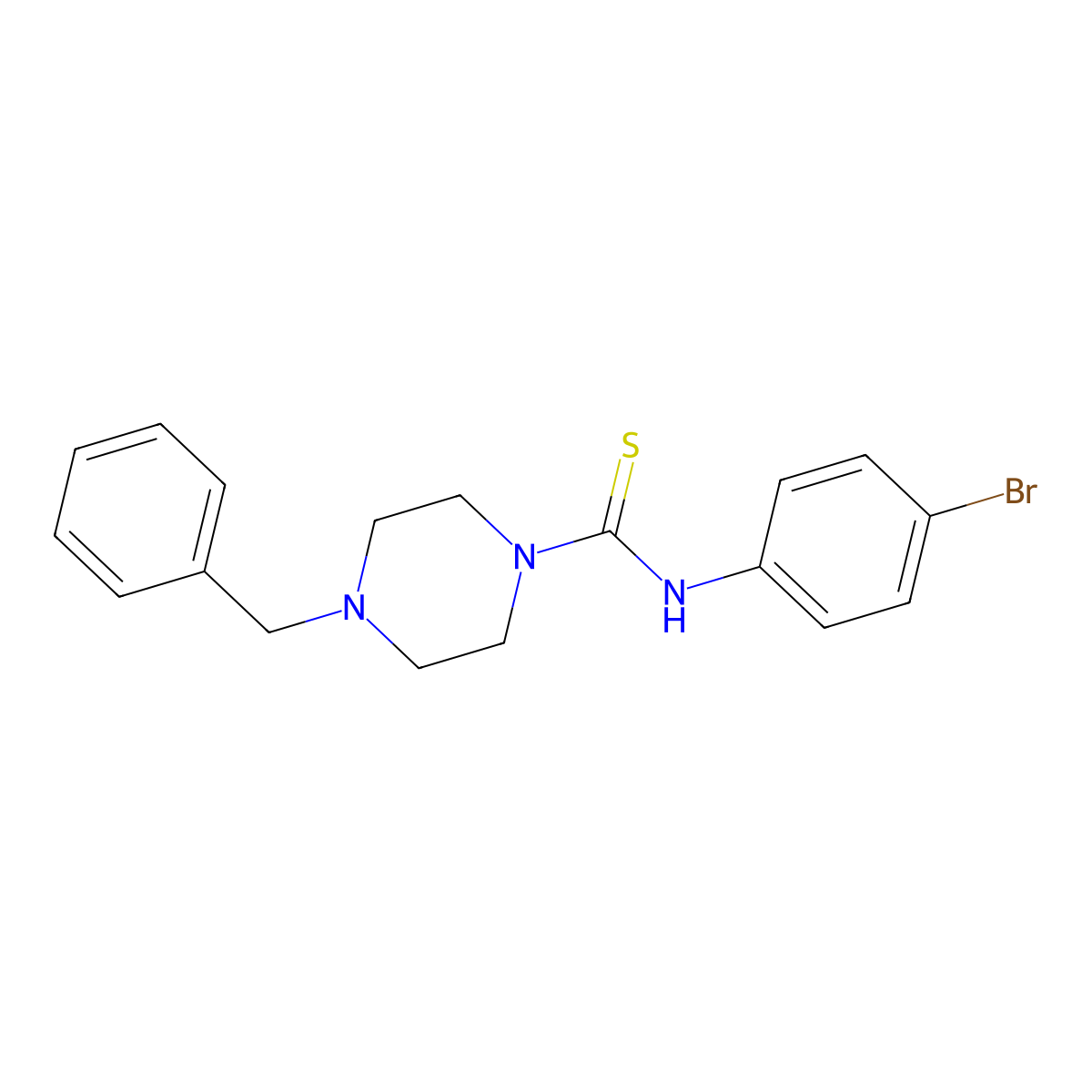 4-benzyl-N-(4-bromophenyl)piperazine-1-carbothioamide molecular structure, CAS 431886-42-9