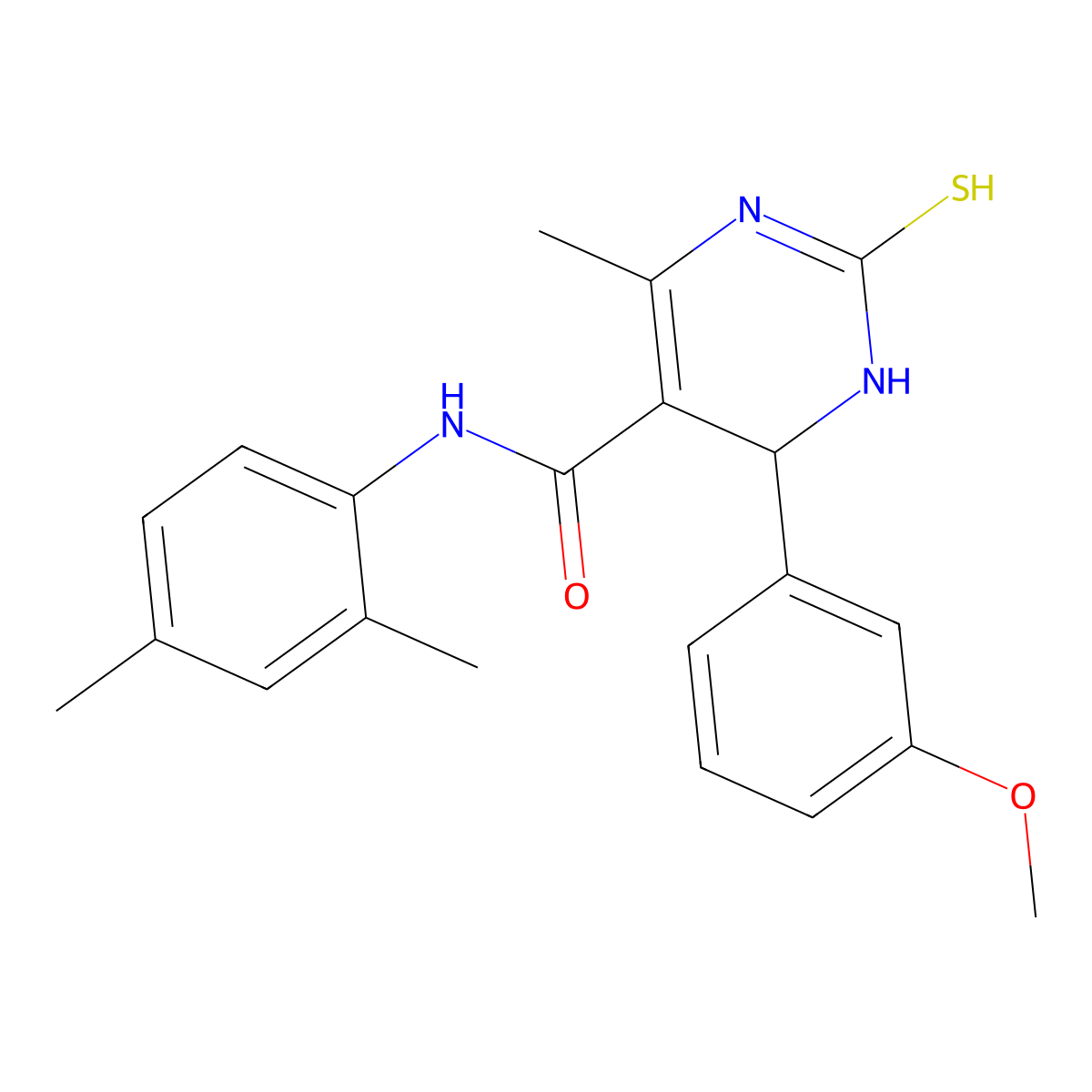 N-(2,4-dimethylphenyl)-4-(3-methoxyphenyl)-6-methyl-2-sulfanylidene-3,4-dihydro-1H-pyrimidine-5-carboxamide molecular structure, CAS 431886-55-4
