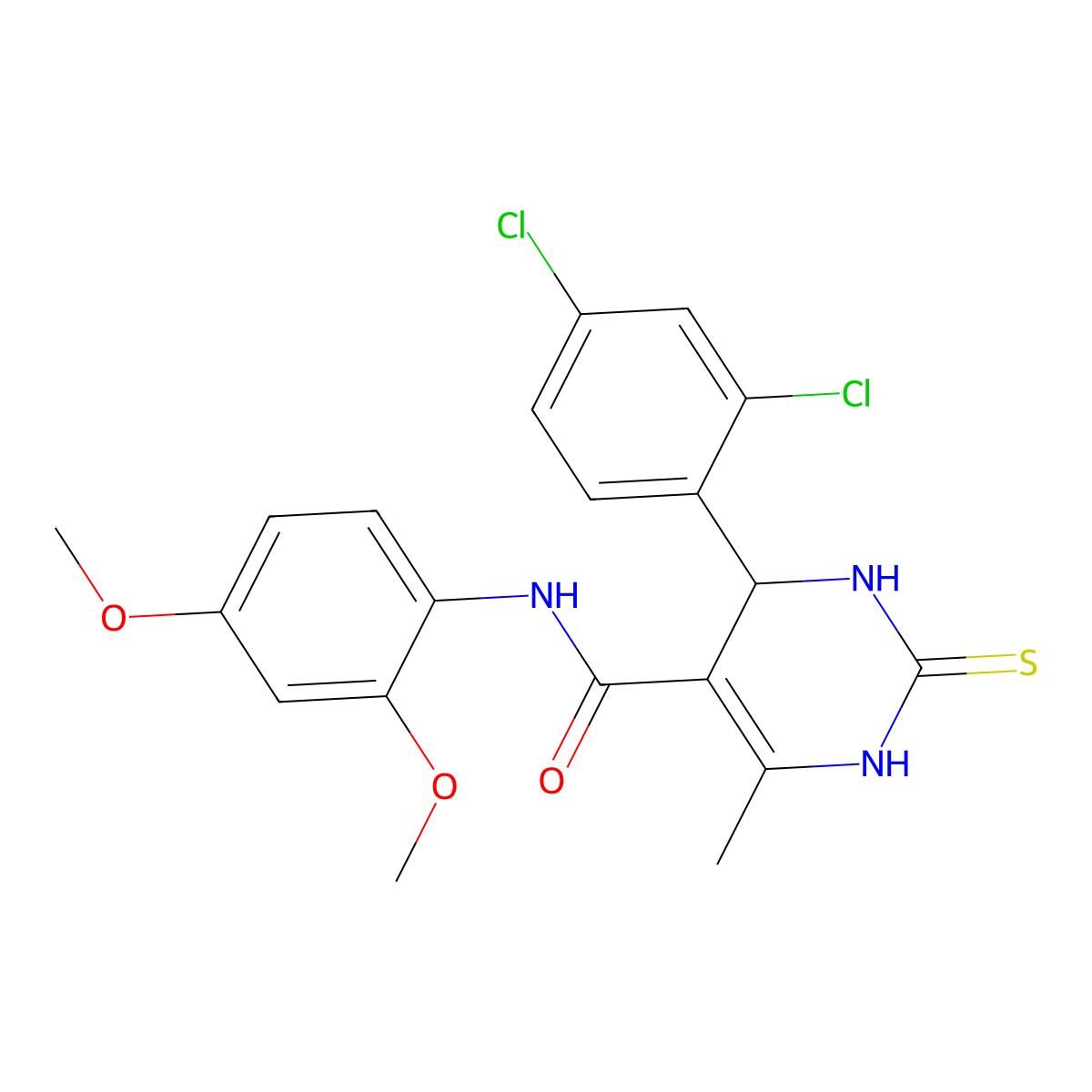 4-(2,4-dichlorophenyl)-N-(2,4-dimethoxyphenyl)-6-methyl-2-sulfanylidene-3,4-dihydro-1H-pyrimidine-5-carboxamide molecular structure, CAS 431886-59-8