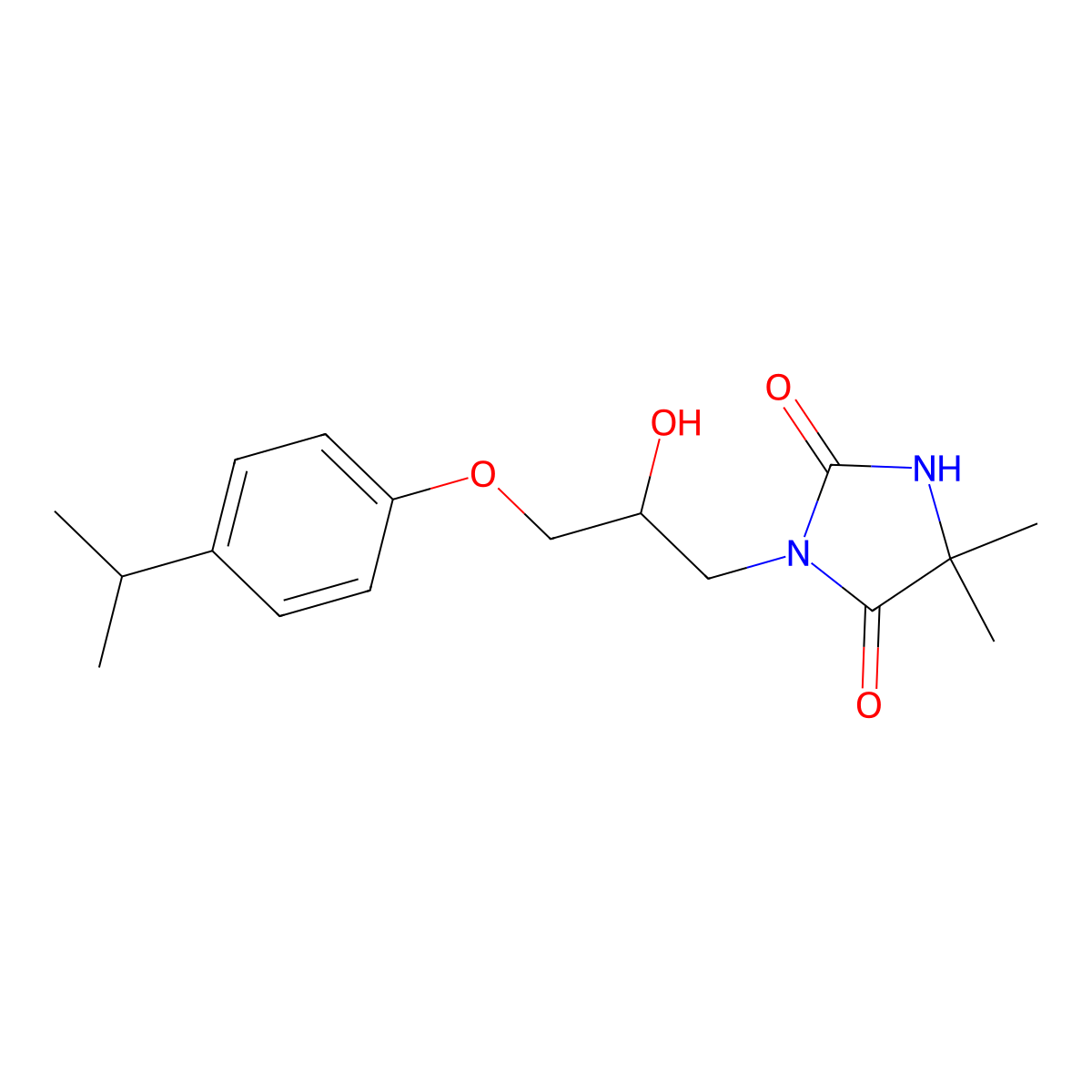 3-[2-Hydroxy-3-(4-propan-2-ylphenoxy)propyl]-5,5-dimethylimidazolidine-2,4-dione molecular structure, CAS 431886-60-1