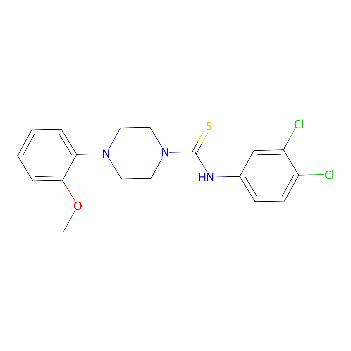 N-(3,4-dichlorophenyl)-4-(2-methoxyphenyl)piperazine-1-carbothioamide molecular structure, CAS 431886-67-8