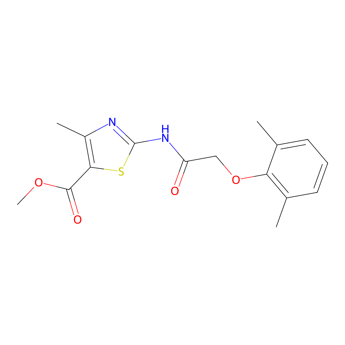 Methyl 2-{[(2,6-dimethylphenoxy)acetyl]amino}-4-methyl-1,3-thiazole-5-carboxylate molecular structure, CAS 431886-71-4
