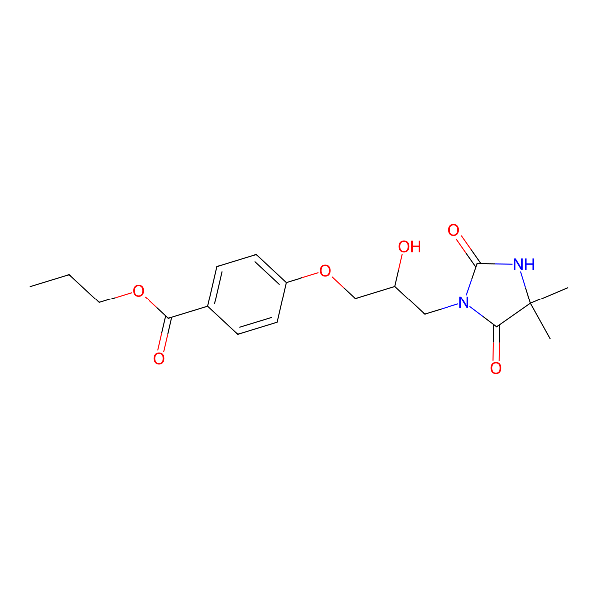 Propyl 4-[3-(4,4-dimethyl-2,5-dioxoimidazolidin-1-yl)-2-hydroxypropoxy]benzoate molecular structure, CAS 431886-87-2