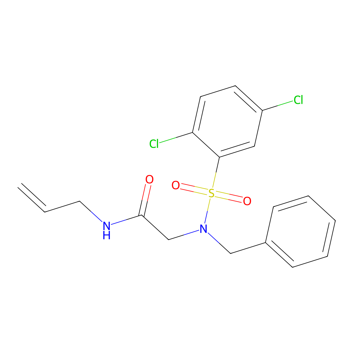2-[benzyl-(2,5-dichlorophenyl)sulfonylamino]-N-prop-2-enylacetamide molecular structure, CAS 431886-88-3
