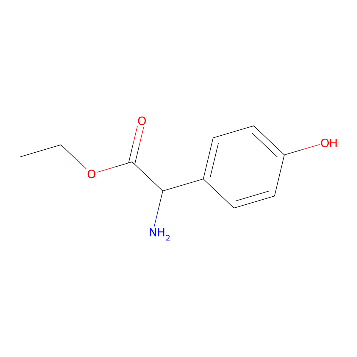 Ethyl 2-amino-2-(4-hydroxyphenyl)acetate molecular structure, CAS 43189-09-9