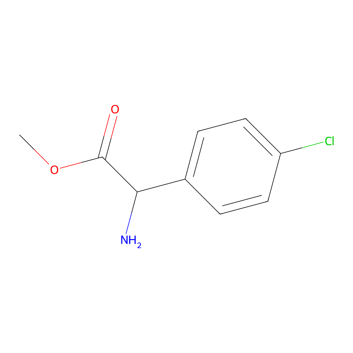 Methyl 2-amino-2-(4-chlorophenyl)acetate molecular structure, CAS 43189-20-4