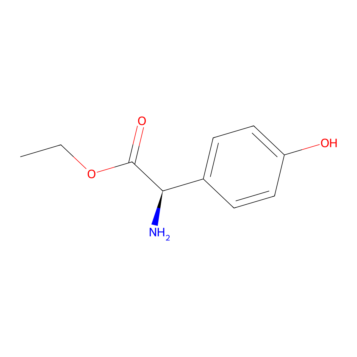 ethyl (2R)-2-amino-2-(4-hydroxyphenyl)acetate molecular structure, CAS 43189-38-4