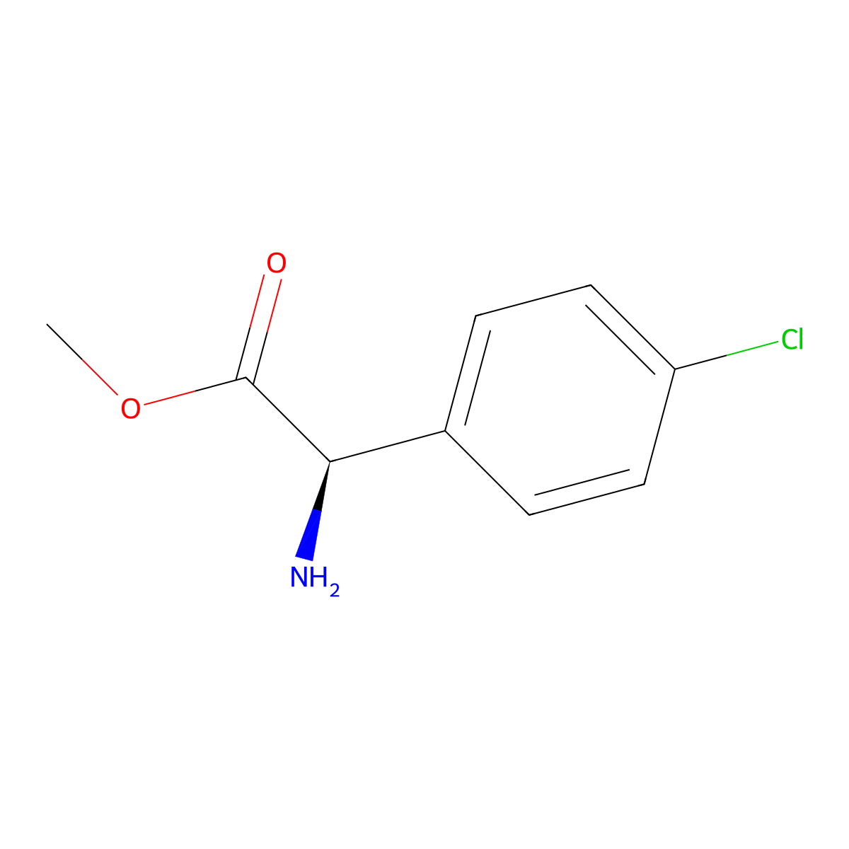 Methyl (2R)-amino(4-chlorophenyl)acetate molecular structure, CAS 43189-43-1