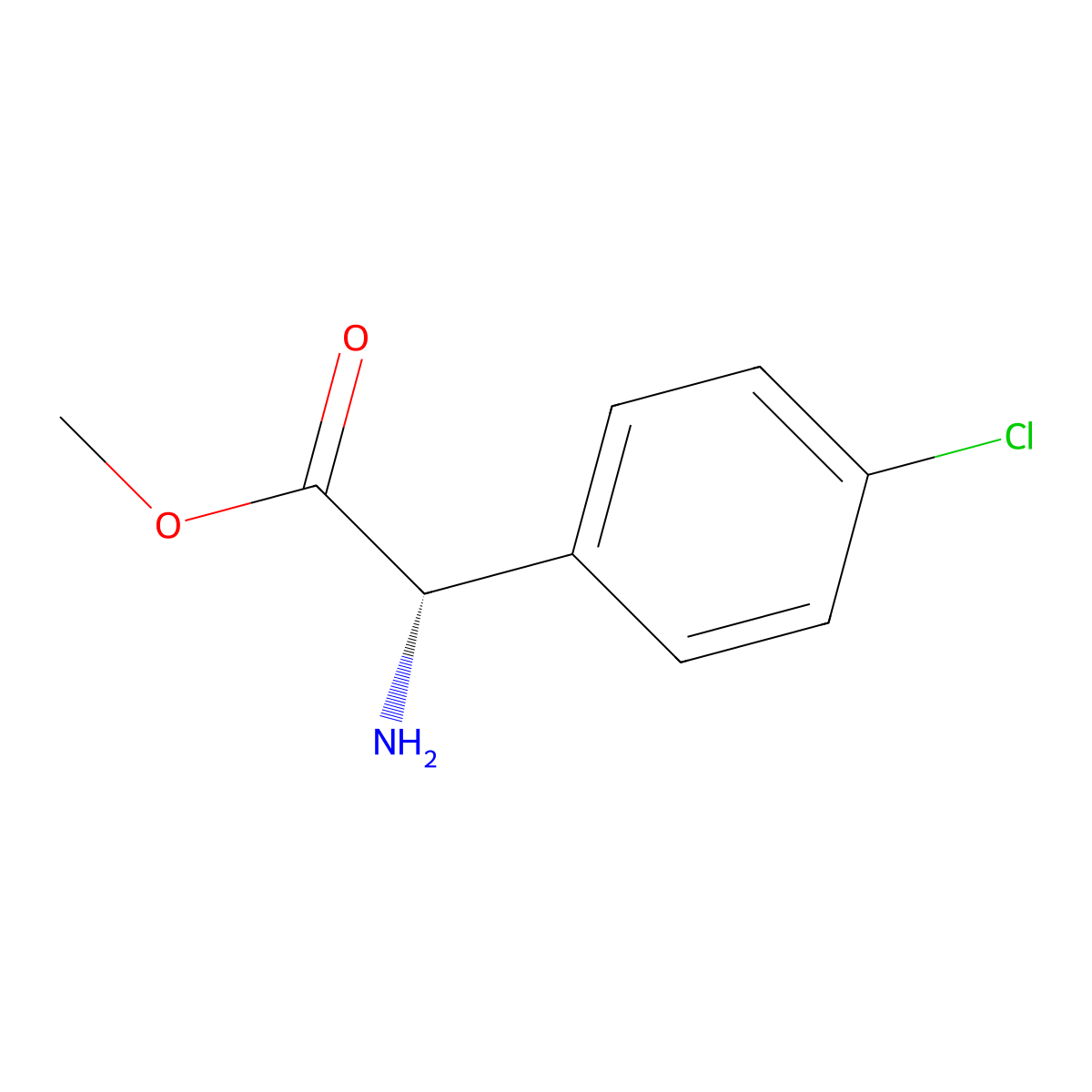 (S)-Methyl 2-amino-2-(4-chlorophenyl)acetate molecular structure, CAS 43189-44-2