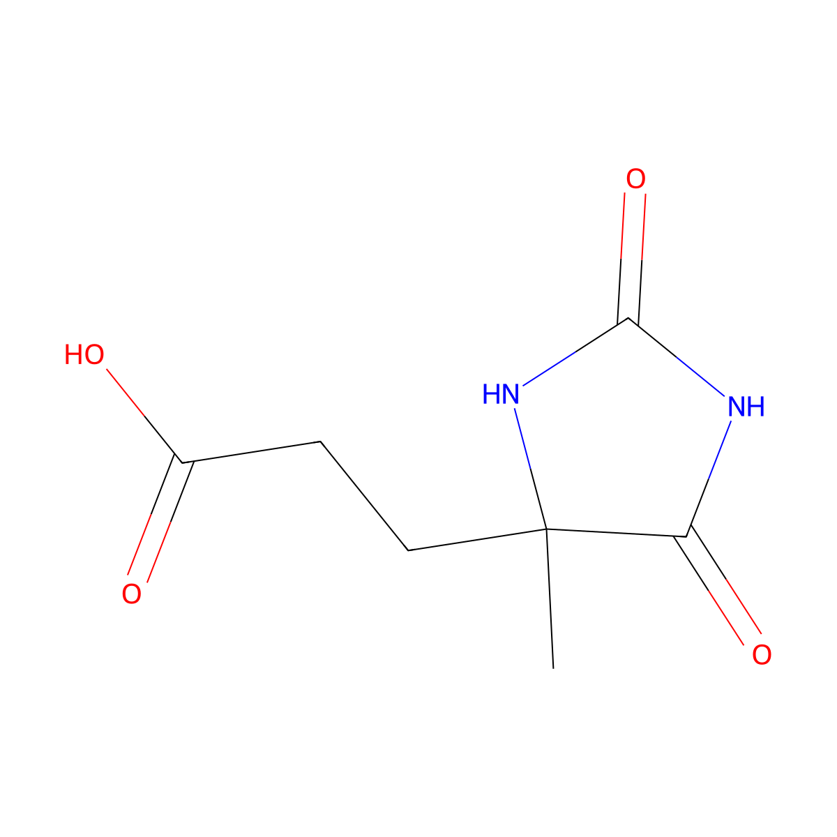 3-(4-Methyl-2,5-dioxoimidazolidin-4-yl)propanoic acid molecular structure, CAS 43189-50-0