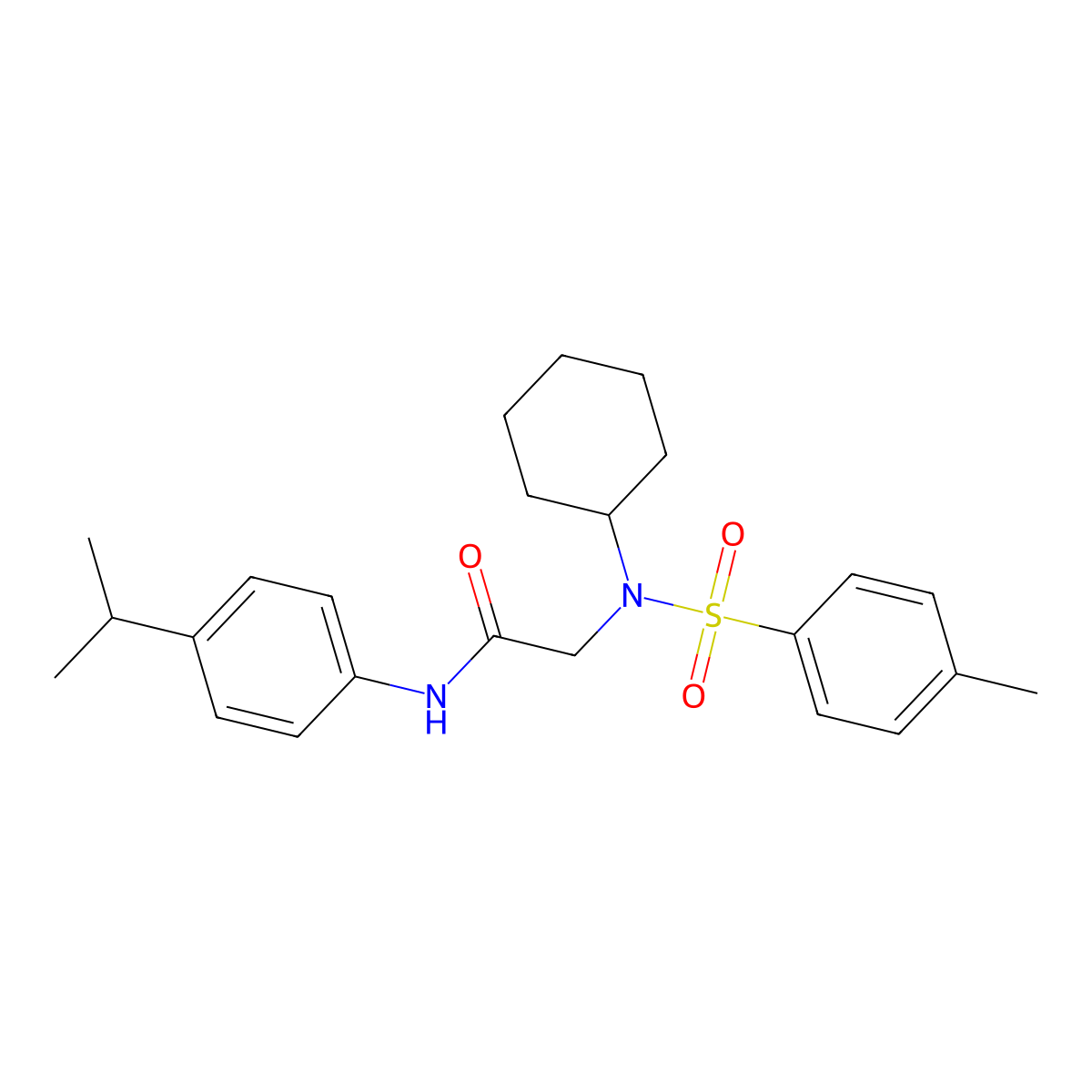 2-[cyclohexyl-(4-methylphenyl)sulfonylamino]-N-(4-propan-2-ylphenyl)acetamide molecular structure, CAS 431890-43-6