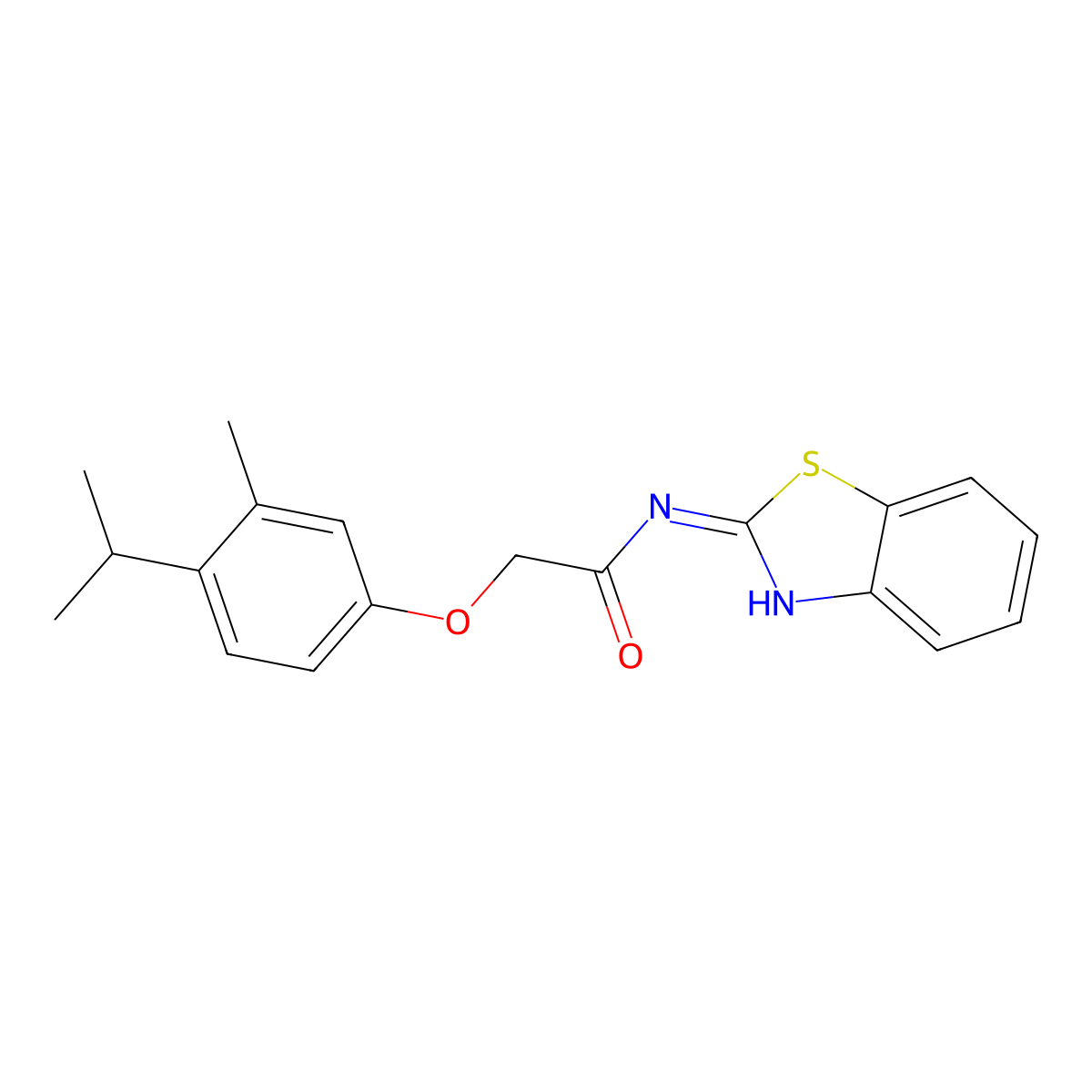 N-(1,3-benzothiazol-2-yl)-2-[3-methyl-4-(propan-2-yl)phenoxy]acetamide molecular structure, CAS 431890-84-5