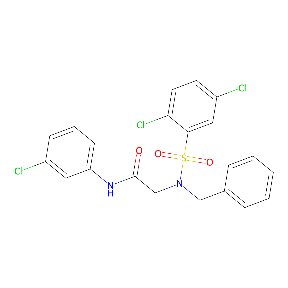 2-[benzyl-(2,5-dichlorophenyl)sulfonylamino]-N-(3-chlorophenyl)acetamide molecular structure, CAS 431891-00-8