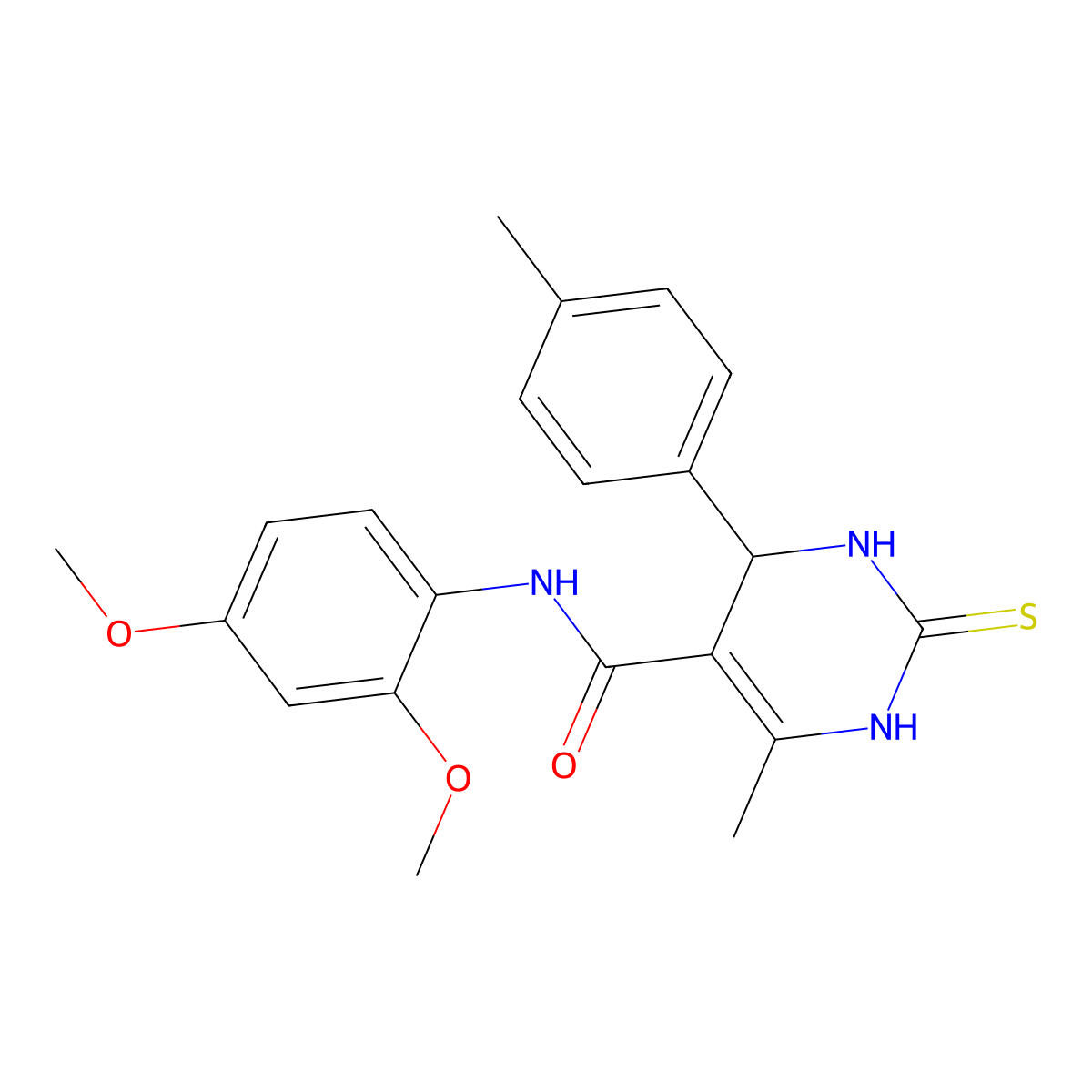 N-(2,4-dimethoxyphenyl)-6-methyl-4-(4-methylphenyl)-2-thioxo-1,2,3,4-tetrahydropyrimidine-5-carboxamide molecular structure, CAS 431891-10-0