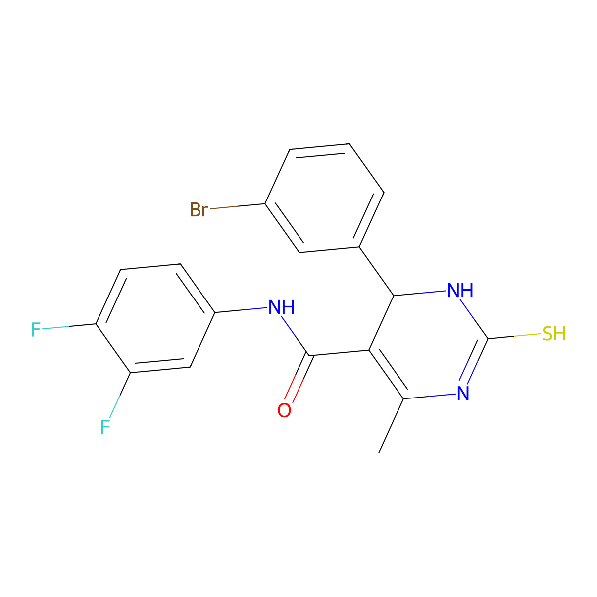 4-(3-bromophenyl)-N-(3,4-difluorophenyl)-6-methyl-2-sulfanylidene-3,4-dihydro-1H-pyrimidine-5-carboxamide molecular structure, CAS 431891-33-7