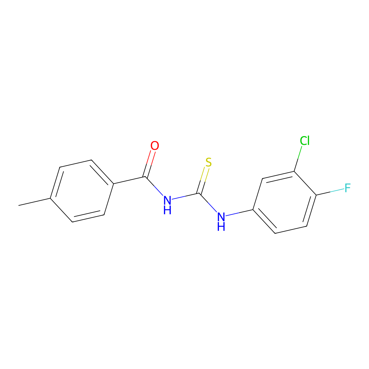N-[(3-chloro-4-fluorophenyl)carbamothioyl]-4-methylbenzamide molecular structure, CAS 431891-41-7