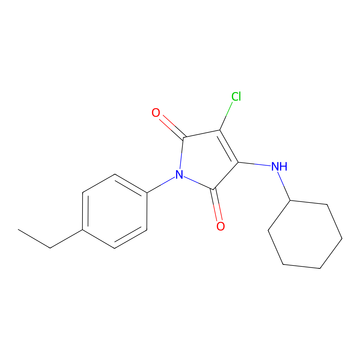 3-Chloro-4-(cyclohexylamino)-1-(4-ethylphenyl)pyrrole-2,5-dione molecular structure, CAS 431891-97-3