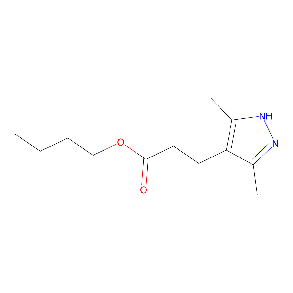 butyl 3-(3,5-dimethyl-1H-pyrazol-4-yl)propanoate molecular structure, CAS 431892-00-1