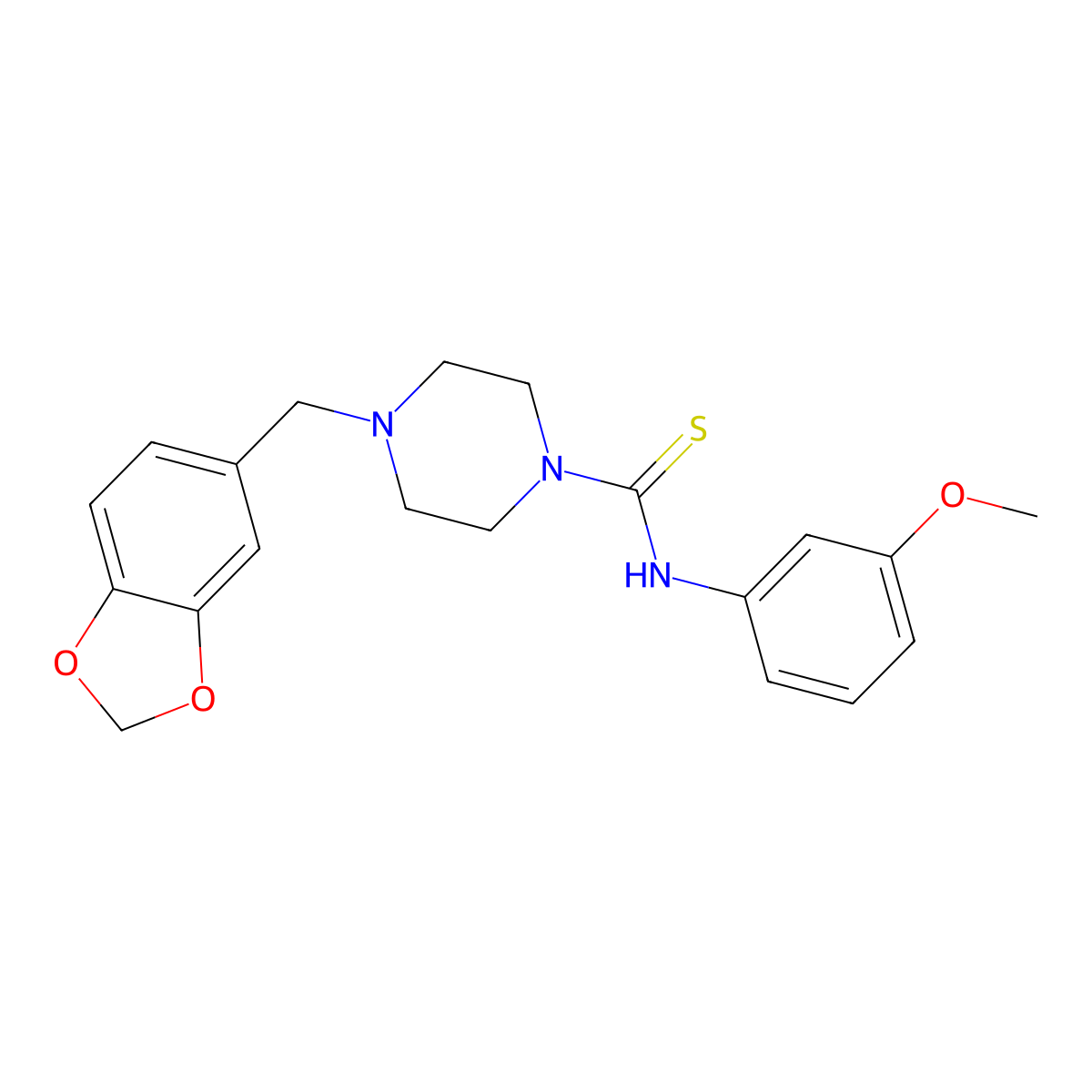 4-(1,3-benzodioxol-5-ylmethyl)-N-(3-methoxyphenyl)piperazine-1-carbothioamide molecular structure, CAS 431892-28-3
