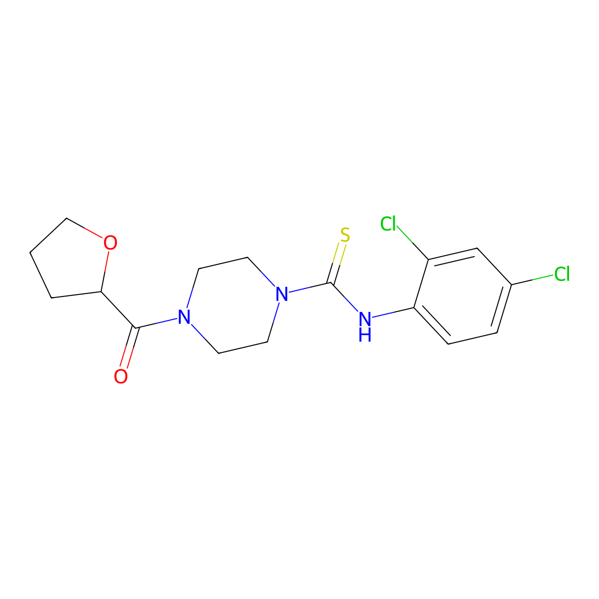 N-(2,4-dichlorophenyl)-4-(oxolane-2-carbonyl)piperazine-1-carbothioamide molecular structure, CAS 431892-34-1