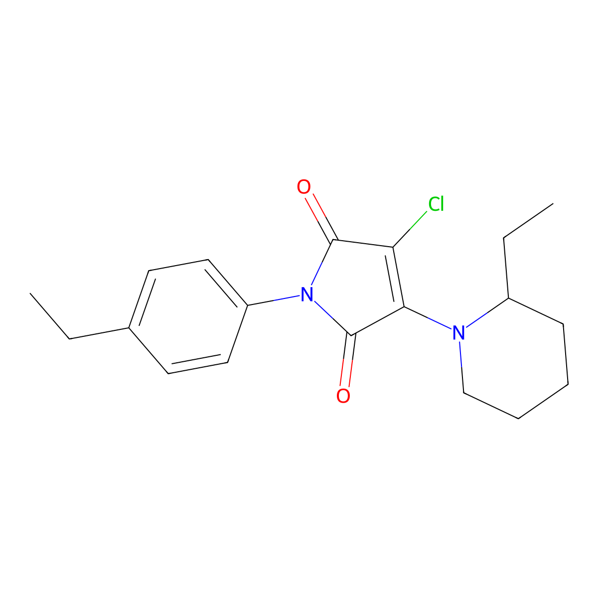 3-Chloro-1-(4-ethylphenyl)-4-(2-ethylpiperidin-1-yl)pyrrole-2,5-dione molecular structure, CAS 431892-42-1