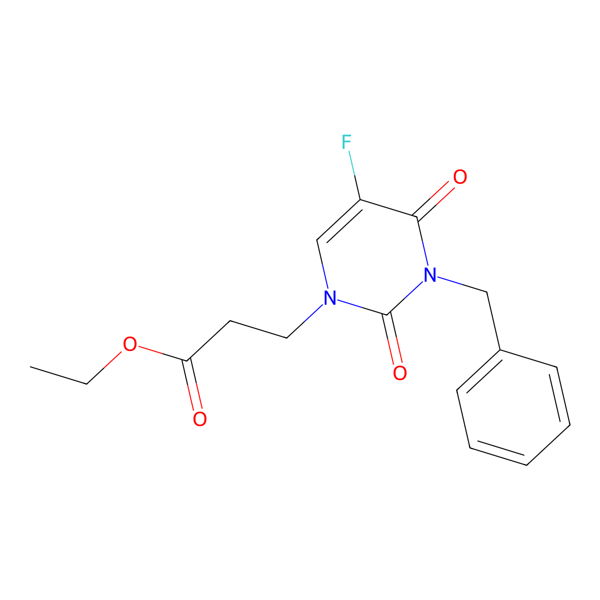 Ethyl 3-(3-benzyl-5-fluoro-2,4-dioxopyrimidin-1-yl)propanoate molecular structure, CAS 431892-51-2