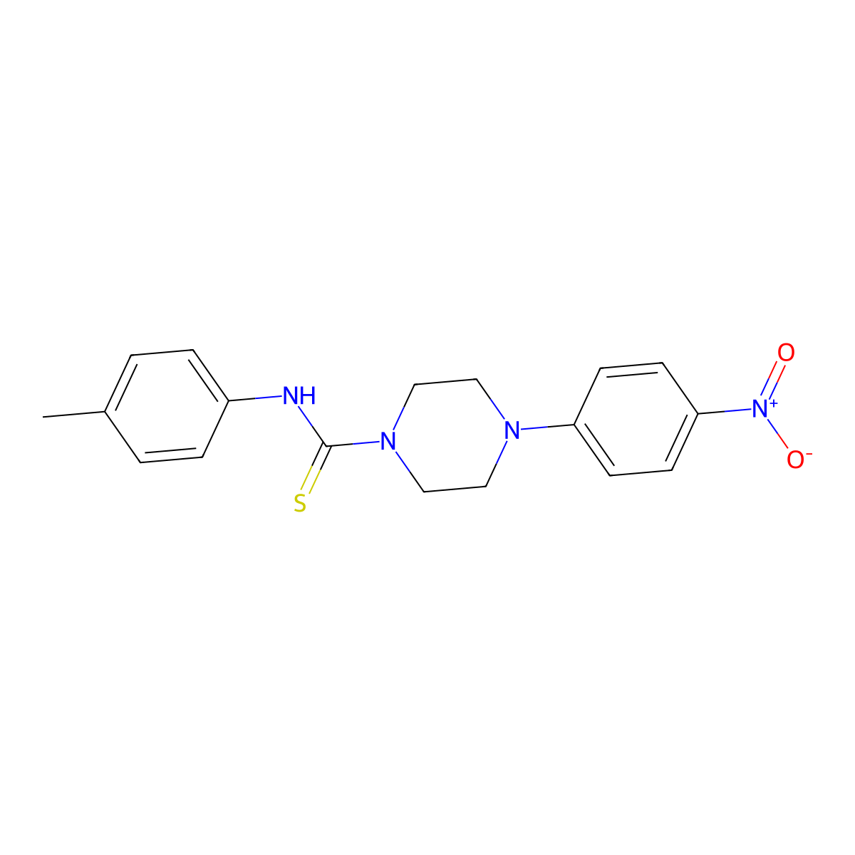 N-(4-methylphenyl)-4-(4-nitrophenyl)piperazine-1-carbothioamide molecular structure, CAS 431892-56-7
