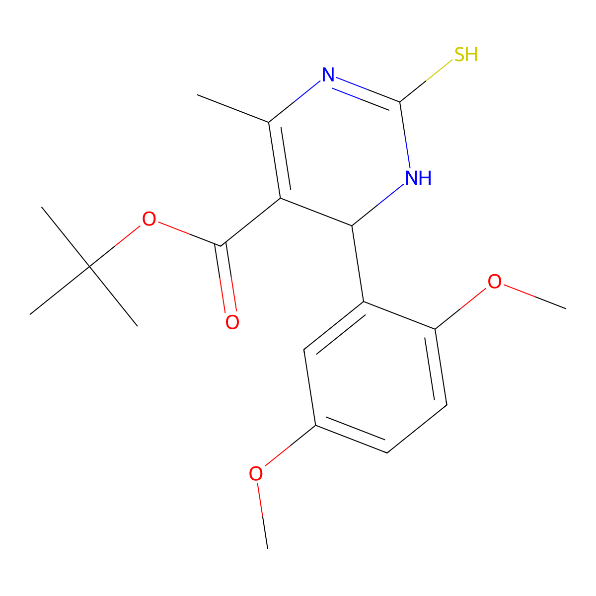 tert-butyl 4-(2,5-dimethoxyphenyl)-6-methyl-2-sulfanylidene-3,4-dihydro-1H-pyrimidine-5-carboxylate molecular structure, CAS 431892-60-3