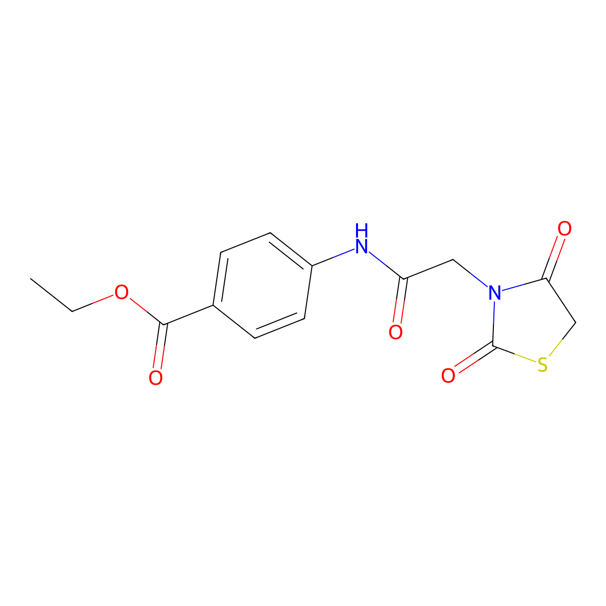 Ethyl 4-[[2-(2,4-dioxo-1,3-thiazolidin-3-yl)acetyl]amino]benzoate molecular structure, CAS 431892-63-6