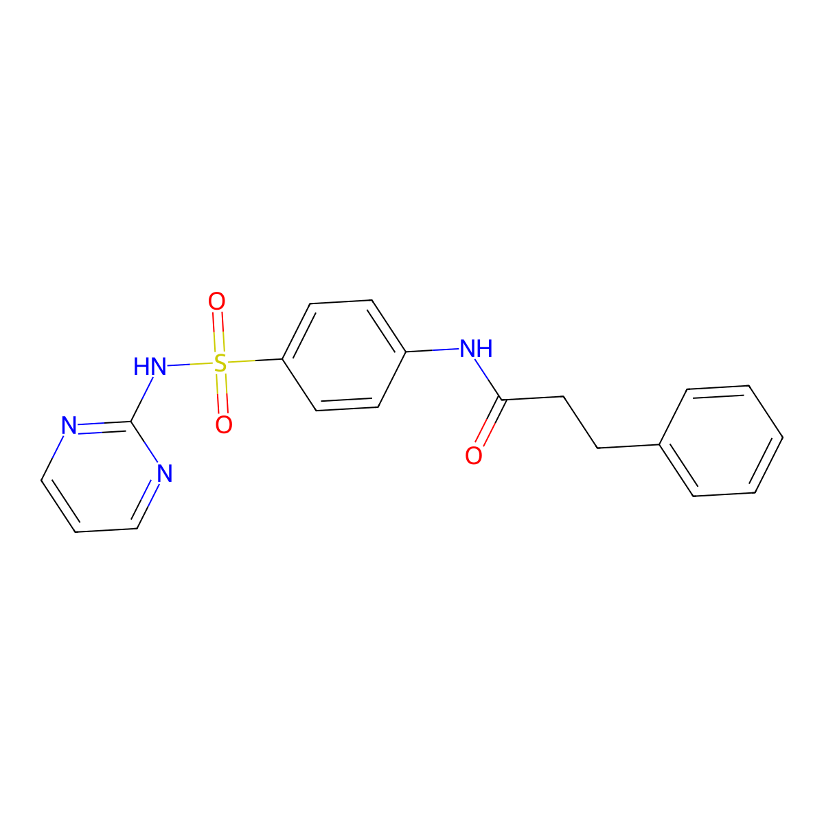 3-Phenyl-N-[4-(pyrimidin-2-ylsulfamoyl)-phenyl]-propionamide molecular structure, CAS 431892-73-8