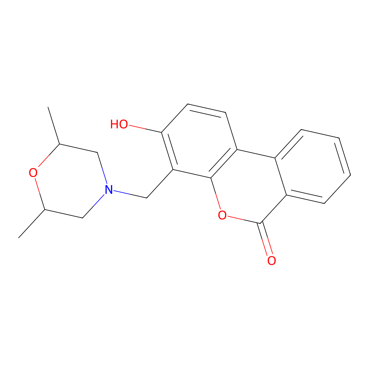 4-[(2,6-Dimethylmorpholin-4-yl)methyl]-3-hydroxybenzo[c]chromen-6-one molecular structure, CAS 431892-75-0