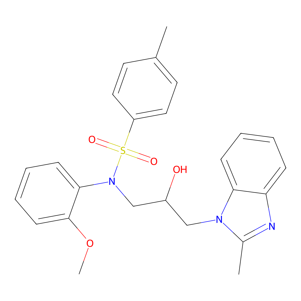 N-[2-hydroxy-3-(2-methylbenzimidazol-1-yl)propyl]-N-(2-methoxyphenyl)-4-methylbenzenesulfonamide molecular structure, CAS 431892-77-2
