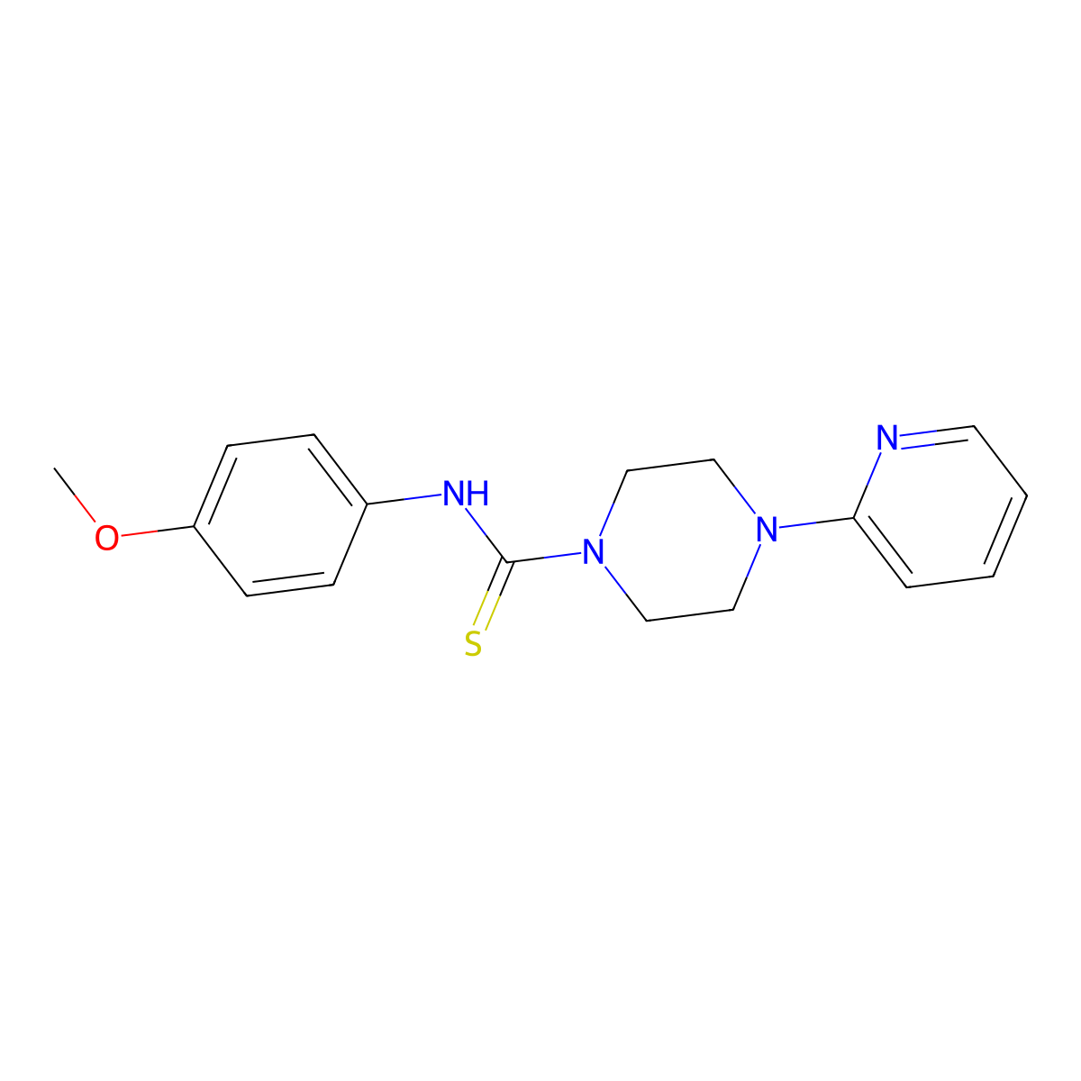 N-(4-methoxyphenyl)-4-(pyridin-2-yl)piperazine-1-carbothioamide molecular structure, CAS 431892-81-8