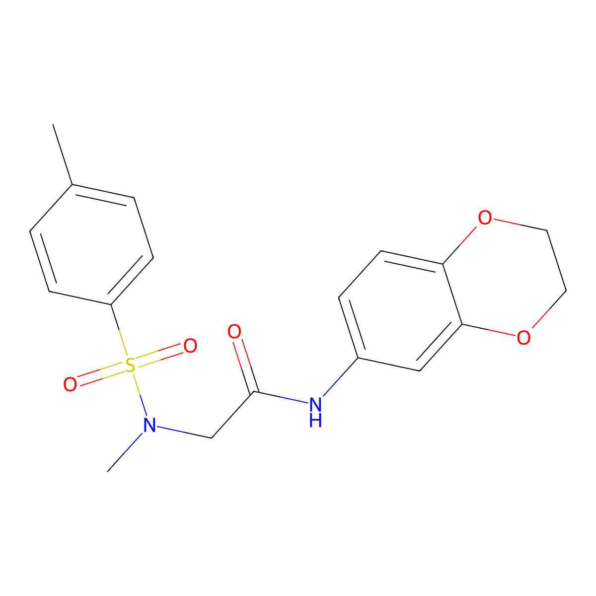 N-(2,3-dihydro-1,4-benzodioxin-6-yl)-2-[methyl-(4-methylphenyl)sulfonylamino]acetamide molecular structure, CAS 431892-82-9