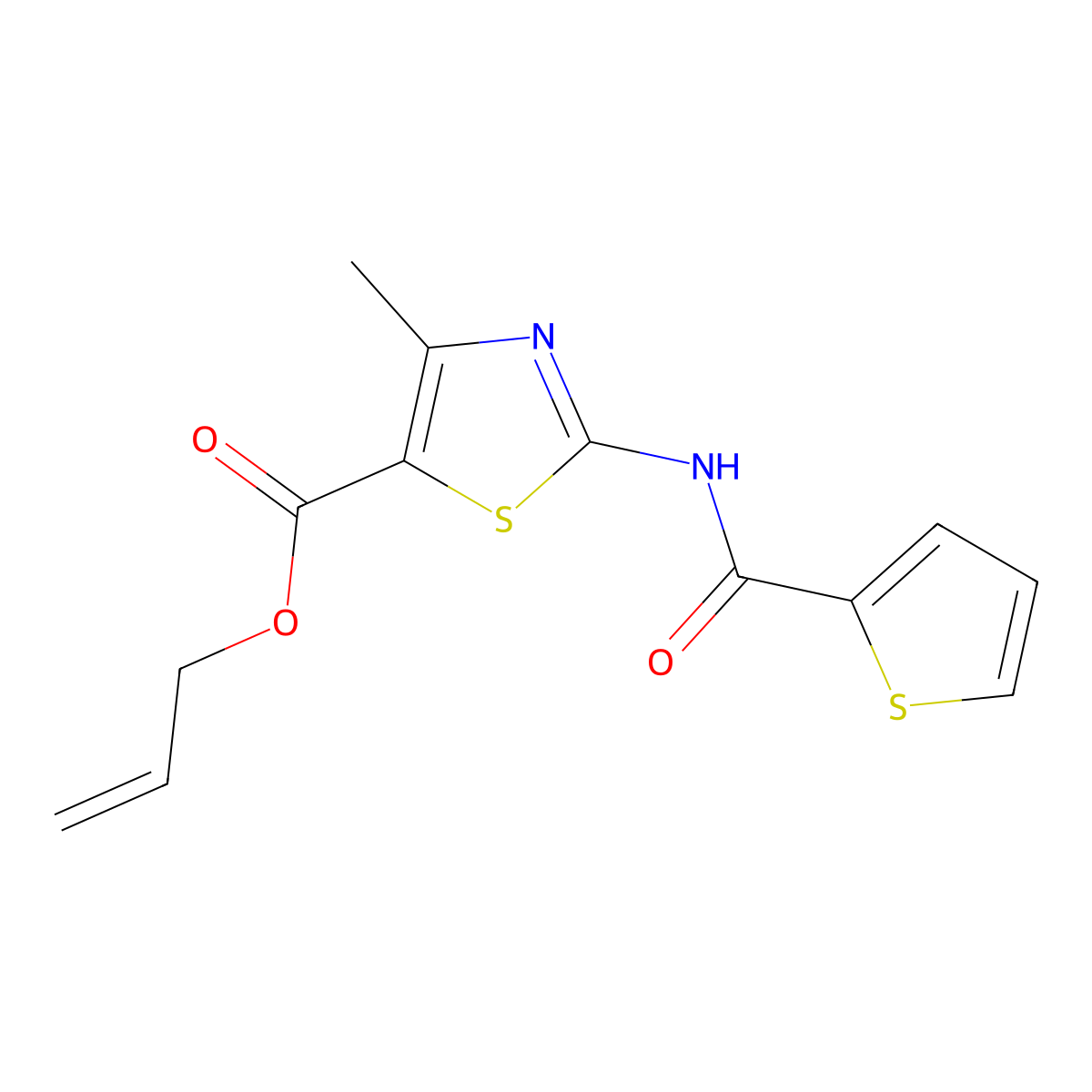 Prop-2-enyl 4-methyl-2-(2-thienylcarbonylamino)-1,3-thiazole-5-carboxylate molecular structure, CAS 431892-97-6