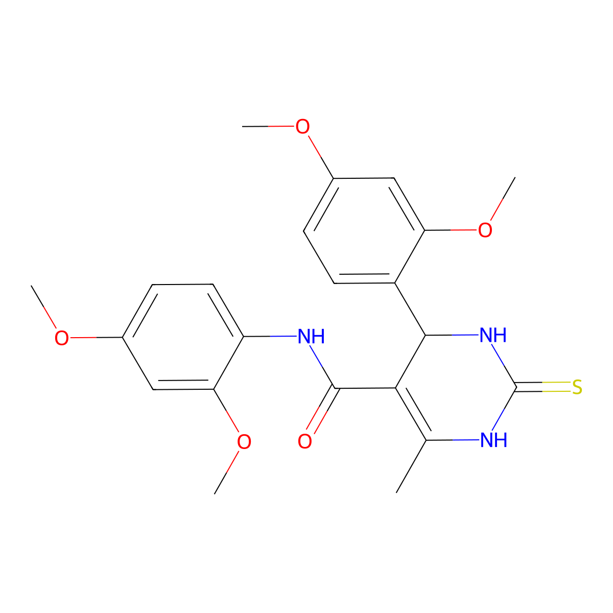 N,4-bis(2,4-dimethoxyphenyl)-6-methyl-2-thioxo-1,2,3,4-tetrahydropyrimidine-5-carboxamide molecular structure, CAS 431892-98-7