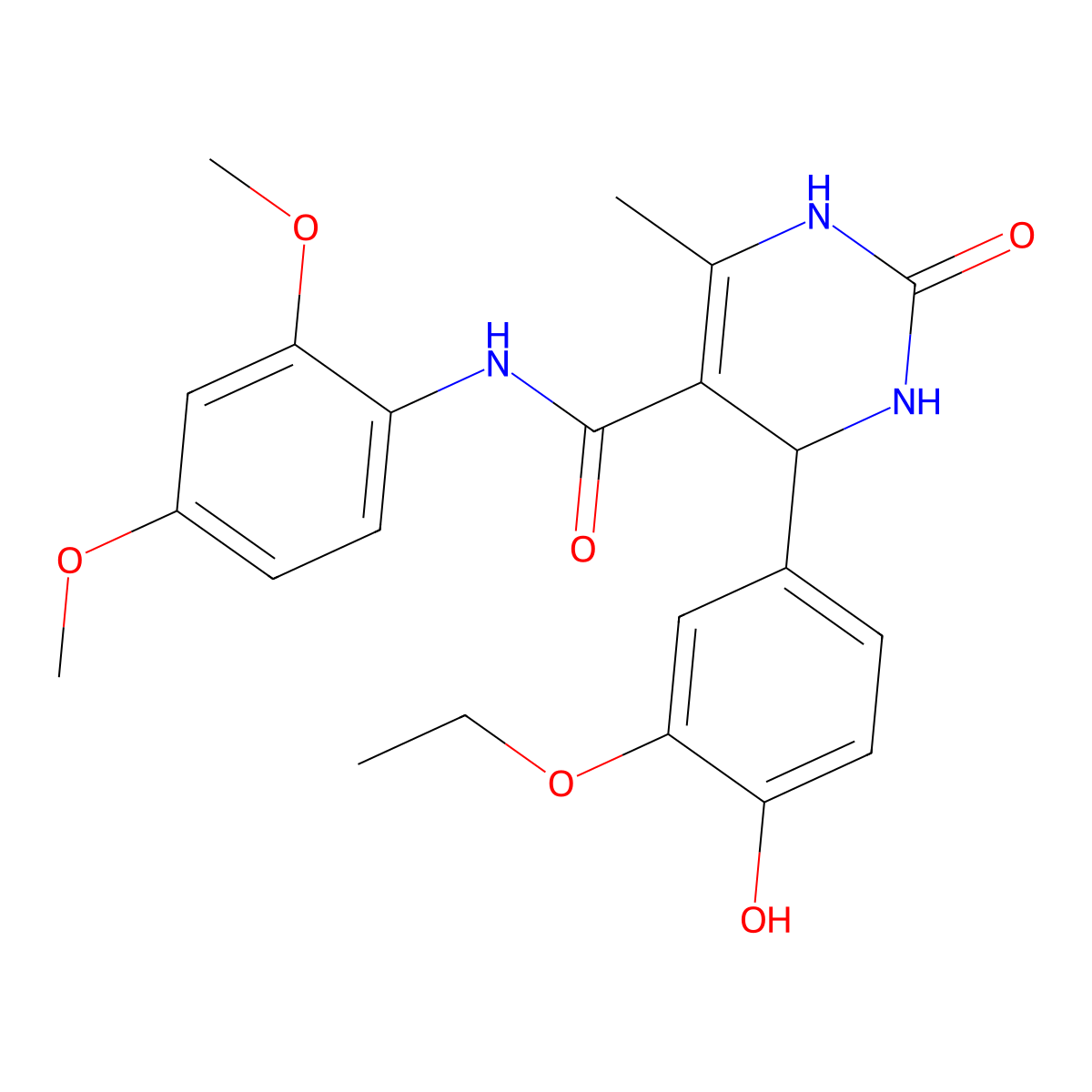 N-(2,4-dimethoxyphenyl)-4-(3-ethoxy-4-hydroxyphenyl)-6-methyl-2-oxo-3,4-dihydro-1H-pyrimidine-5-carboxamide molecular structure, CAS 431893-00-4